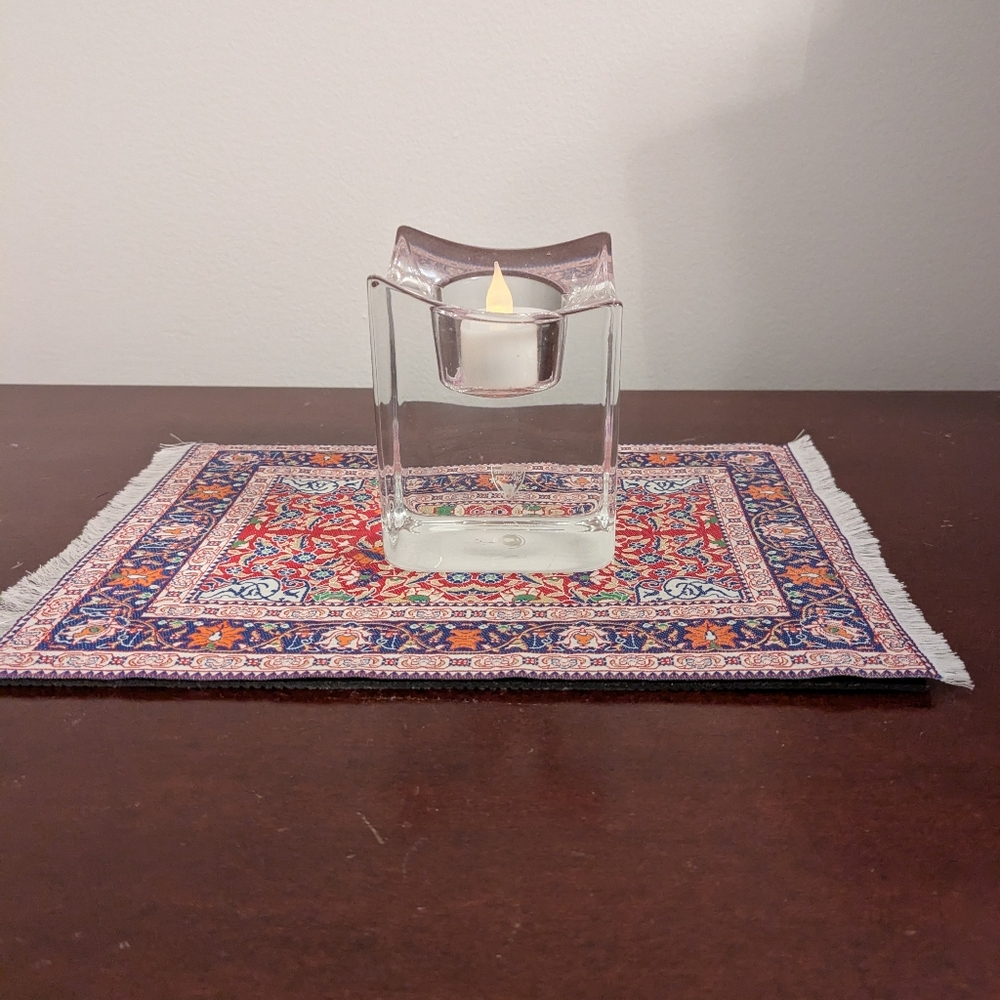 Orrefors Sweden Crystal Glass Asymmetrical Cube Votive Tea Light Candle Holder